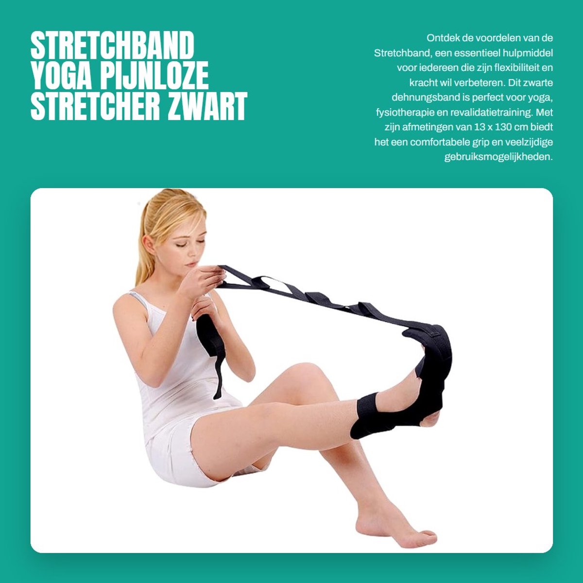 Dailygoods- Stretchband Versterking van Gewrichten - Yoga Band - Fysiotherapie - Rehabilitatie - Stabiliteit - 13 x 130 cm Zwart - Yogariem