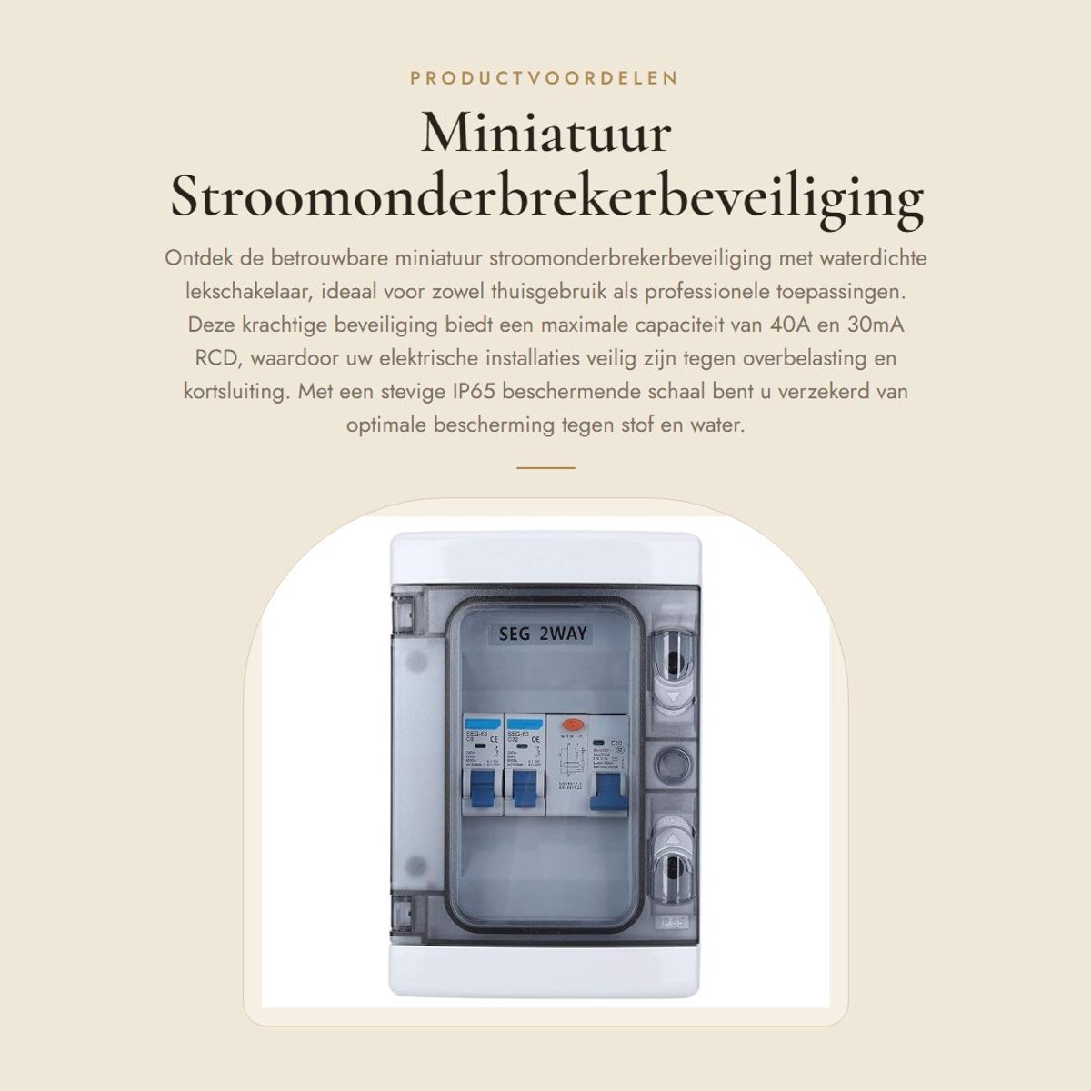 Dailygoods - Miniatuur Stroomonderbrekerbeveiliging - Waterdichte Lekschakelaar - IP65 Beschermende Schaal - 40A 30mA - Veiligheid - Geschikt voor...