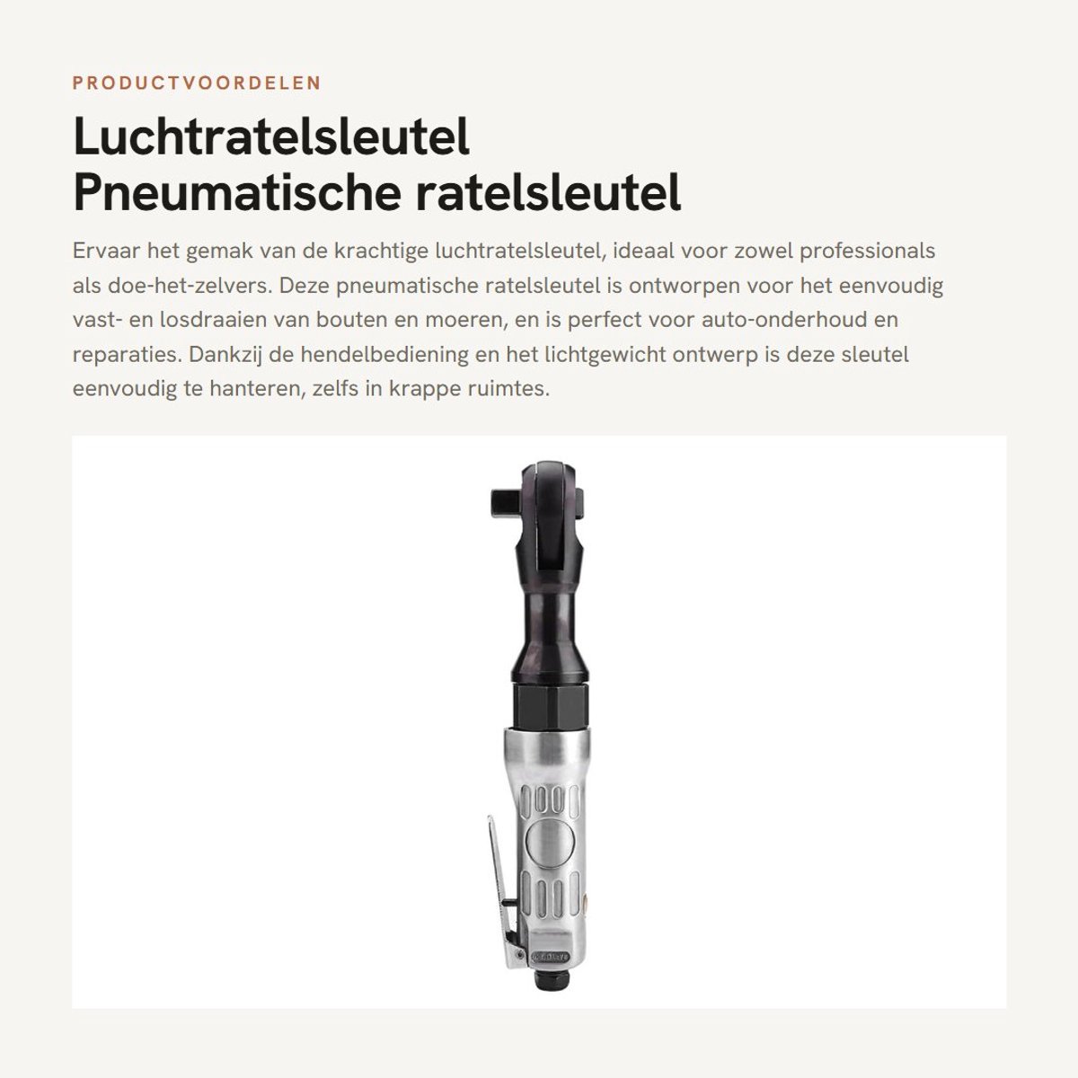 Dailygoods- Luchtratelsleutel Pneumatisch - Zware Ratelsleutel - Vierkante Kop 1/2" - Lichtgewicht - Robuust - Ideaal voor Auto Onderhoud - Pneumatische Ratelsleutel