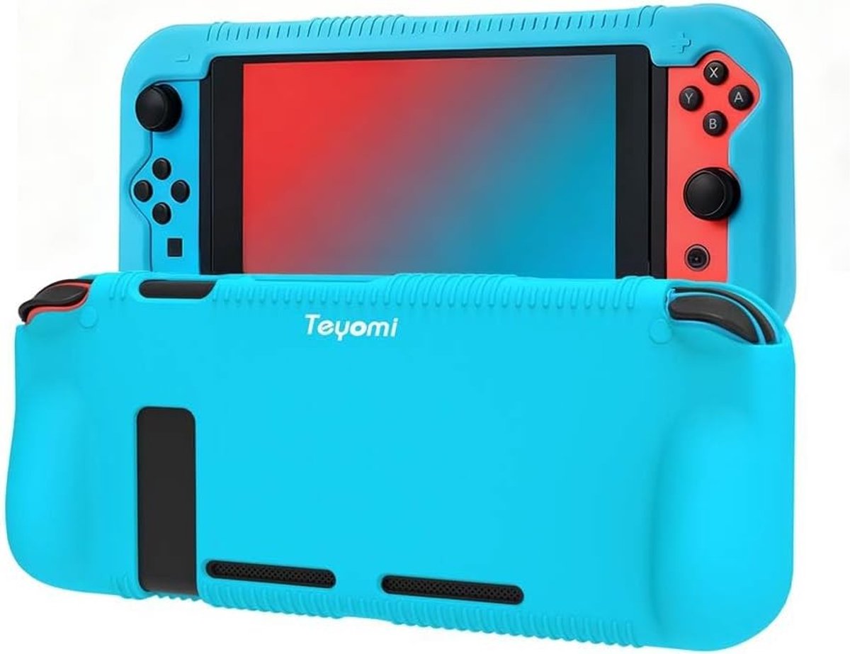 Compatibele Beschermcase voor Nintendo Switch van Silicone met 2 Game Card Slots, Schokbestendig en Krasbestendig (Blauw)