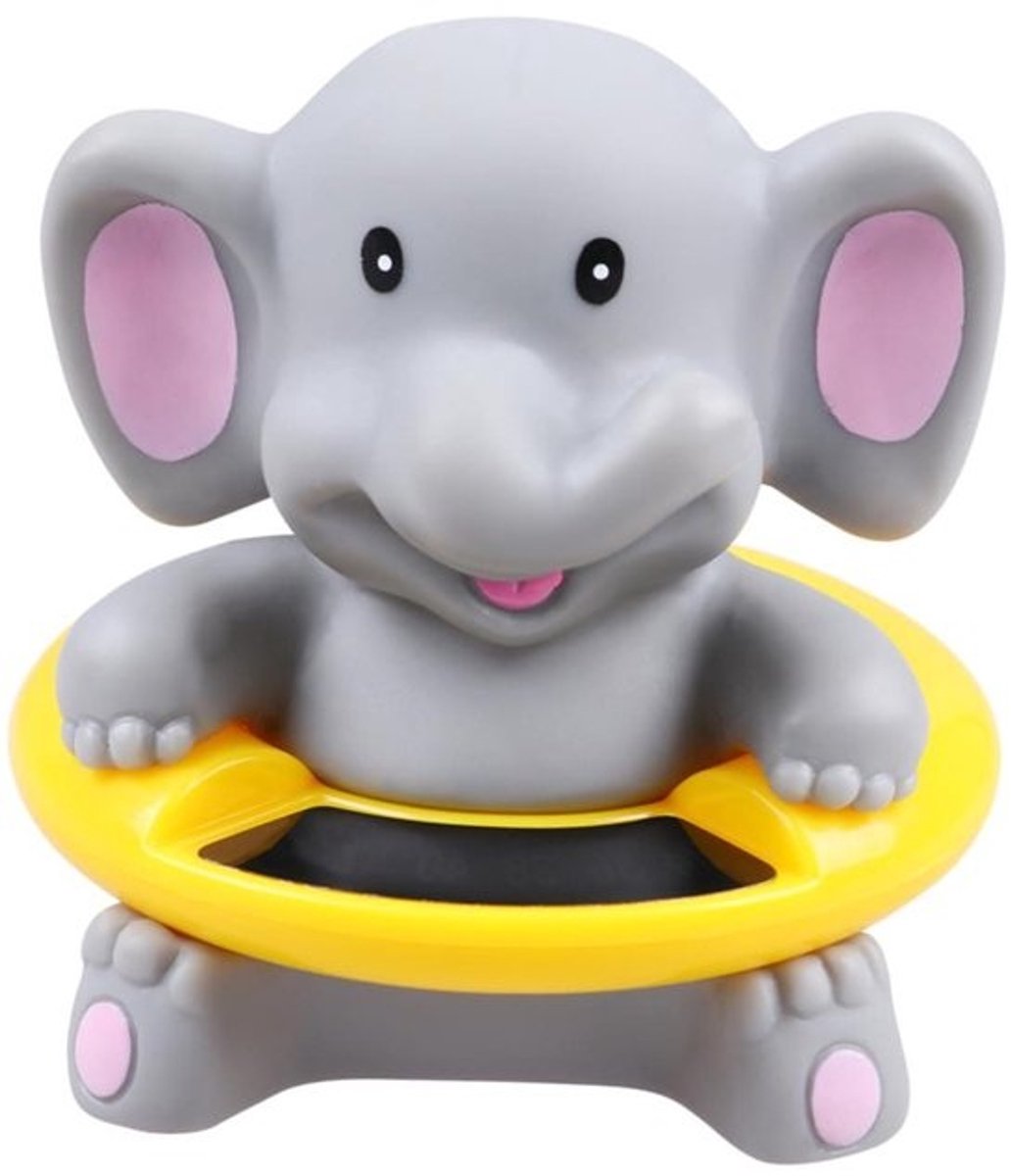 Badthermometer Olifant - Waterthermometer Baby - Veilig Baden - Drijvend Speelgoed - 9x8x8cm - Grijs