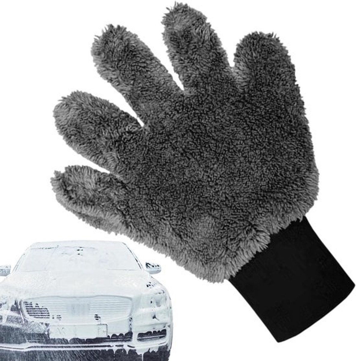 Washandschoenen Auto - Wanten Poetsen - Voertuig Reinigen - Zeer Absorberend - 26 x 20 cm - Grijs
