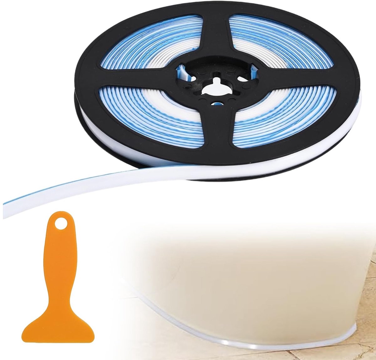 Waterdichte Sealing Tape - 6 m x 8 mm, inclusief Spatel, Wit