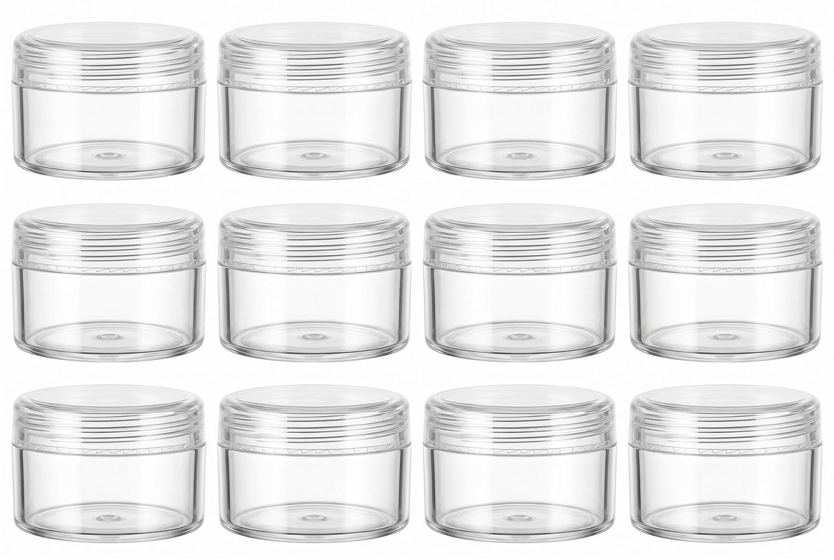 Plastic Reispotten met Deksels - 12 Stuks - 15g - Transparant