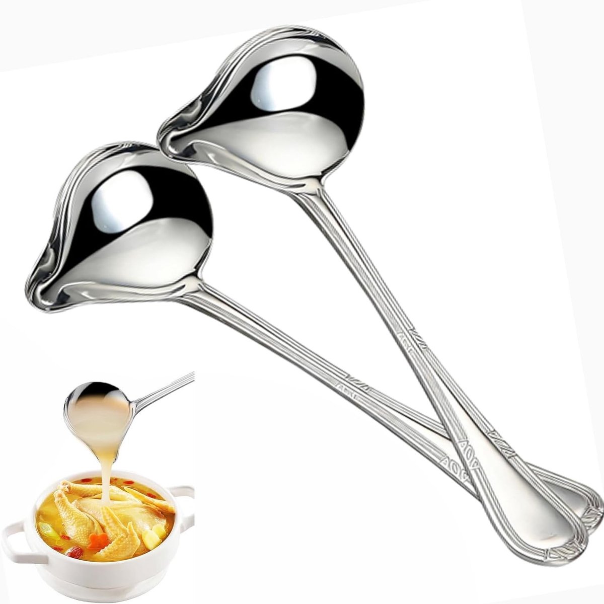 Sauslepels met schenktuit - Roestvrij staal - 20 cm