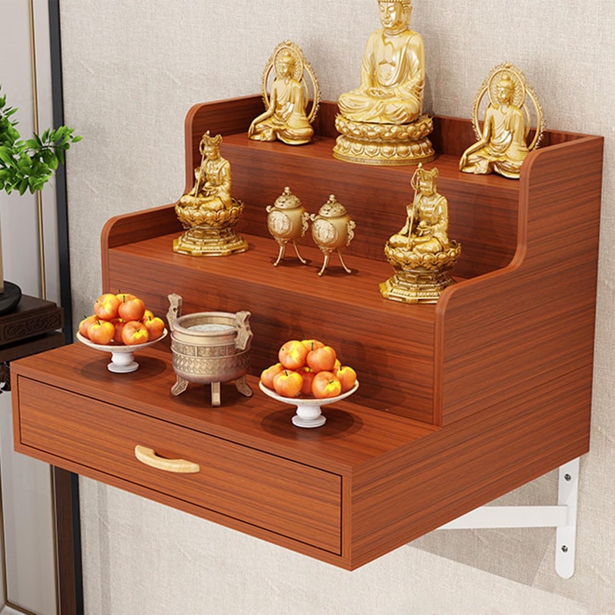Aan de Muur Te Bevestigen Boeddha-altaartafel - Persoonlijke Meditatietafel