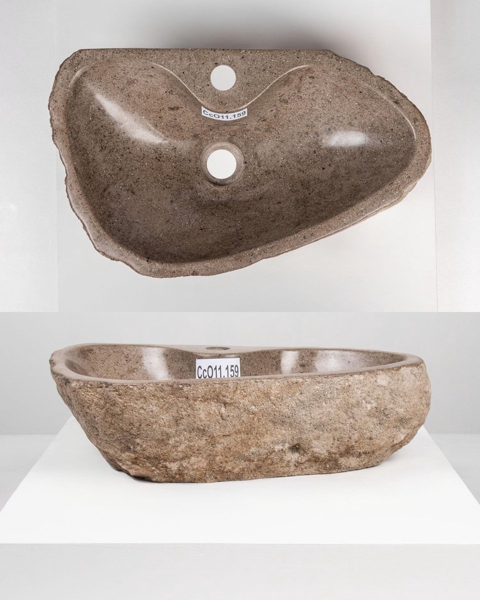 Ovale Wastafel van Natuursteen - 50 cm met Kraangat