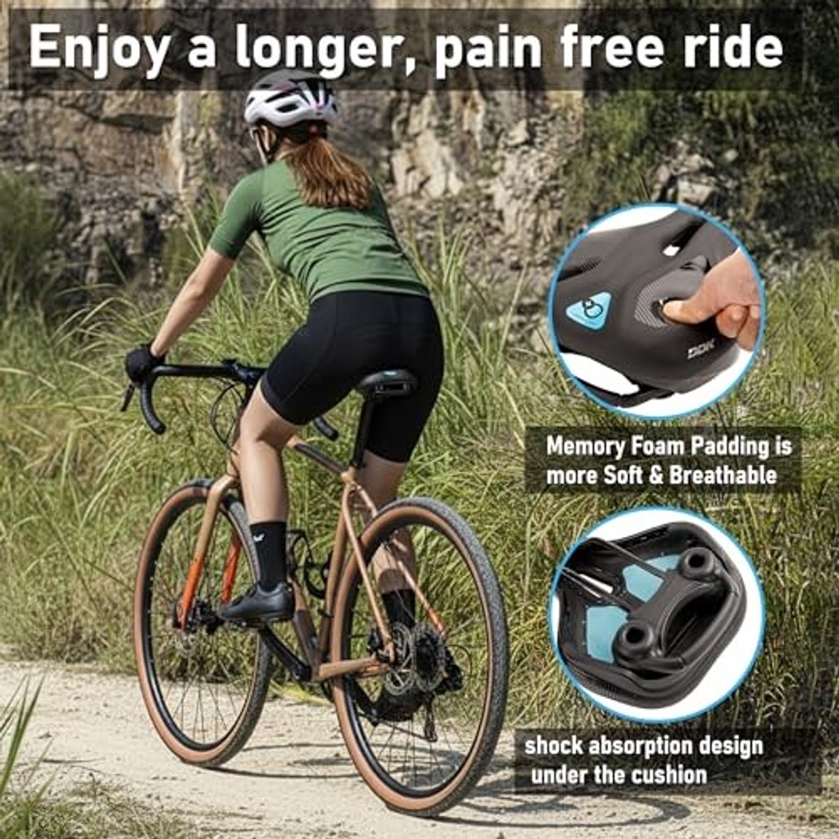 Fietszadel met geheugenfoam en schokabsorberend - Zwart