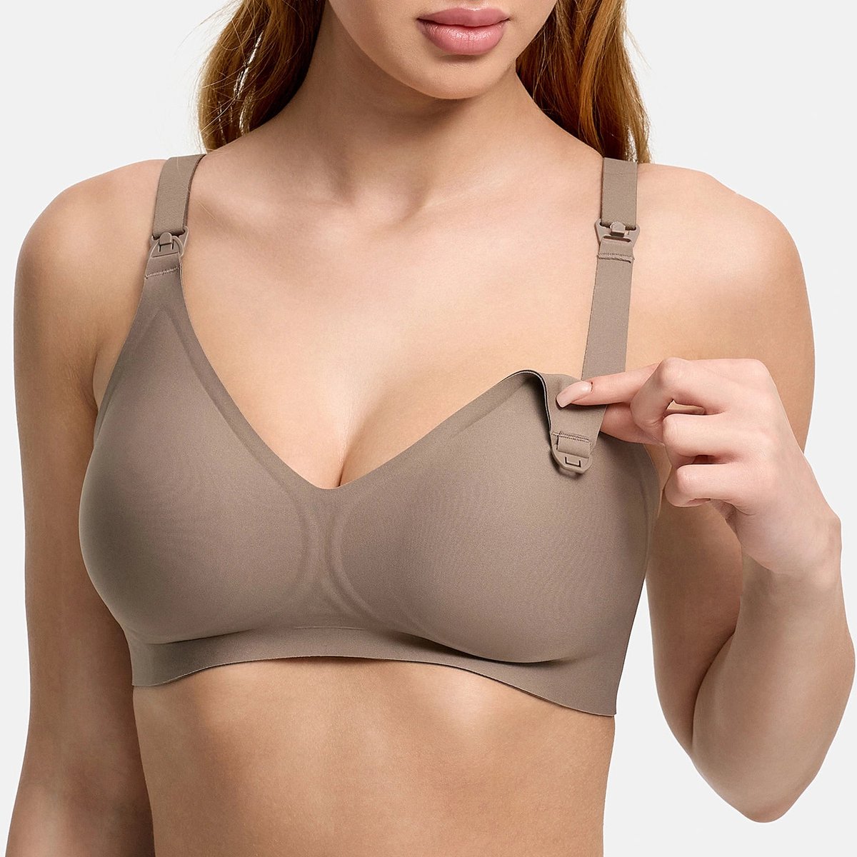 cfab - Comfortabele voedingsbeha zonder beugel - Taupe - 2XL