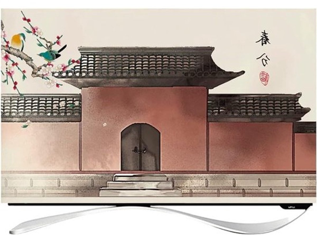 TV Hoes - Scherm Beschermer - Binnen Gebruik - Ademend Katoen Linnen - 28 Inch - Paars
