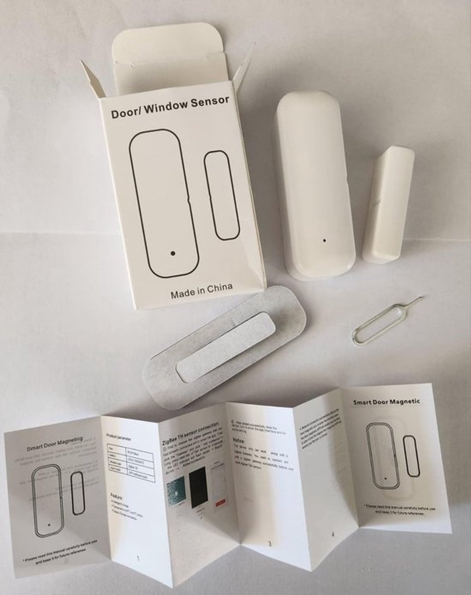 Deuropeningssensor - Magnetische sensor Raamsensor - Thuisbewaking - Zigbee technologie - 7 cm x 2.1 cm - Wit
