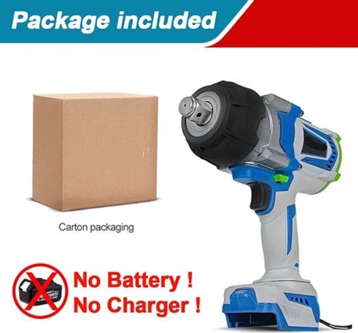 kElektrische Momentsleutel – Momentsleutel Draadloos – Momentsleutel 18V – Momentsleutel Borstelloos – Momentsleutel 3/4" – Maximaal Koppel 4100 N.m – Oplaadbare Batterij - Zonder Batterij - Karton