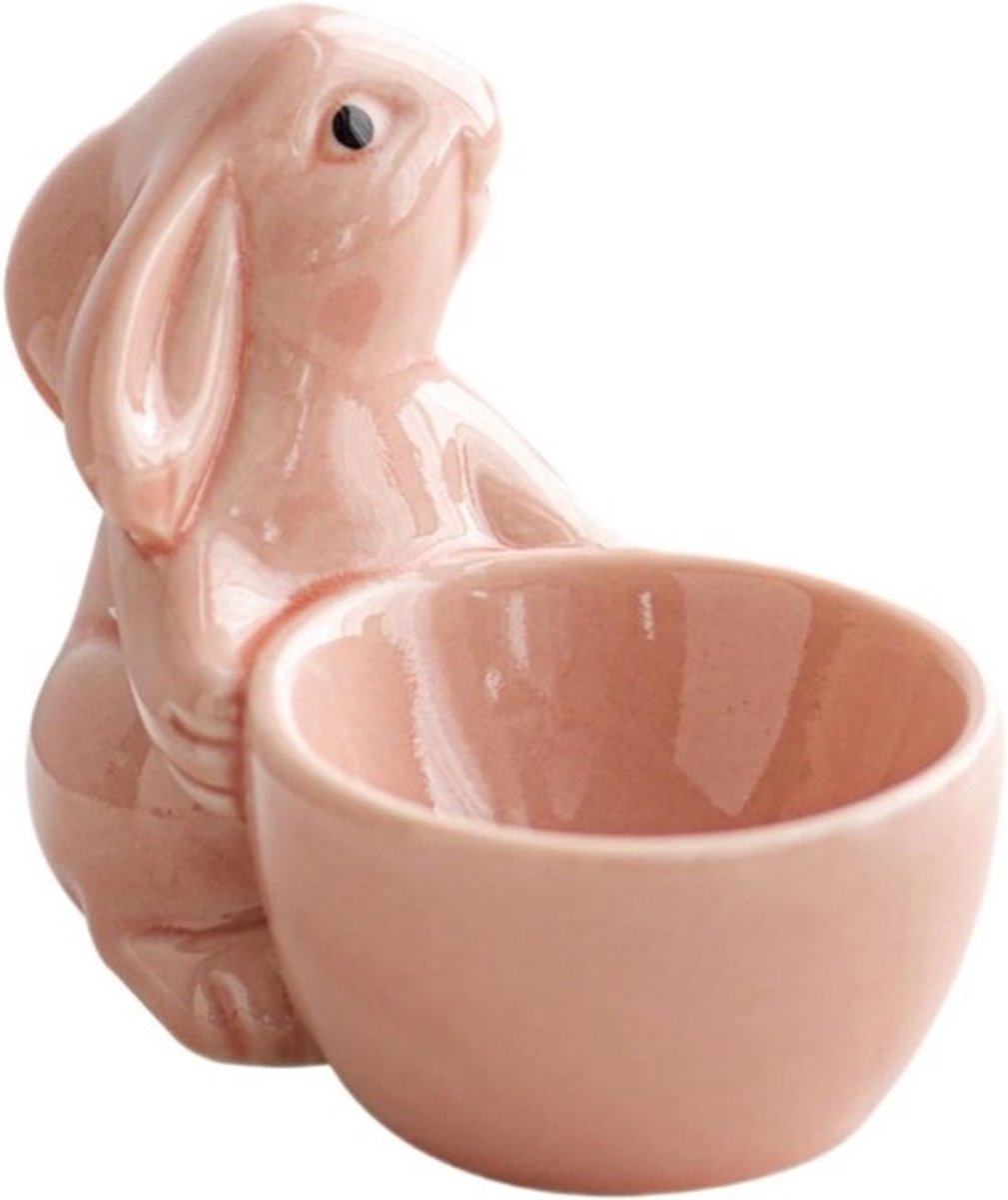 Keramische Eierdop - Eierhouder Eierstandaard - Ontbijt Serveren - Konijn Ontwerp - 85x7cm - Roze