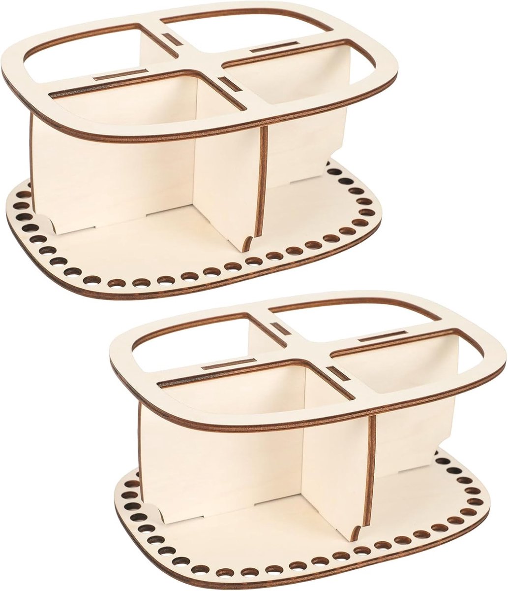 Set van 2 houten basissen voor gehaakte manden, mandenvlechtbenodigdheden voor tassen, 20x15cm met 9mm gaten