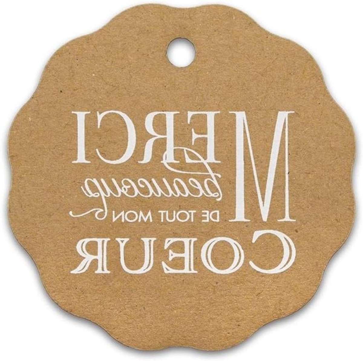 Bruine Kraft Tags - Dank U Labels - Cadeau Verpakken - Enkelzijdig Bedrukt - 50 Stuks - Bruin