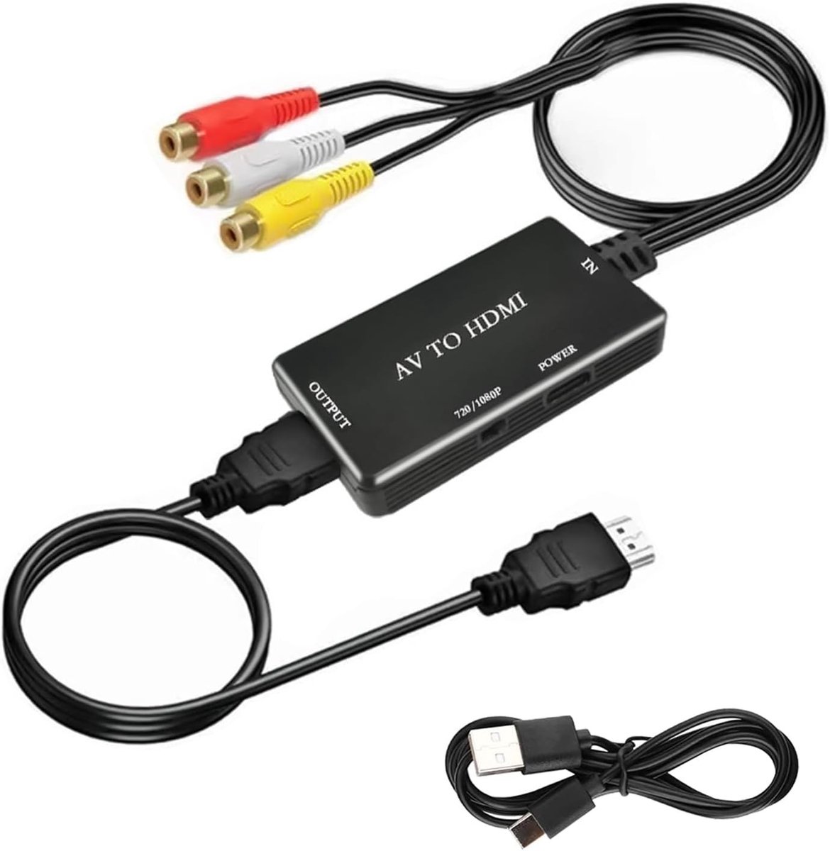 HDMI 1080P Converter voor RCA en CVBS, Video en Audio Adapter voor PS2, PS3, Xbox, Wii, VHS en DVD met Inclusief USB Kabel en Extra Aansluitingen
