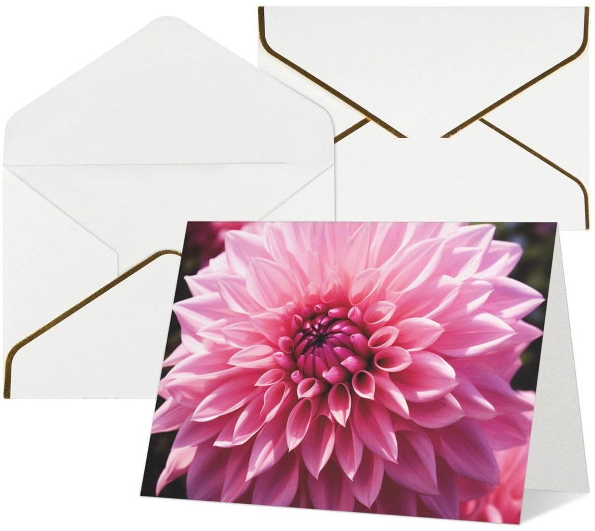 Verjaardagskaart met dahlia bloemen - Wit