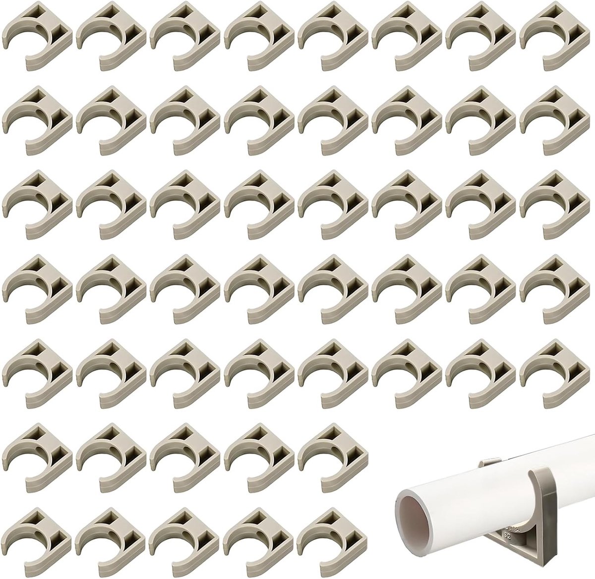 Set van 50 universele 20 mm slangklemmen voor water- en gasleidingen, geschikt voor kunststof slangen en werkplaatsen