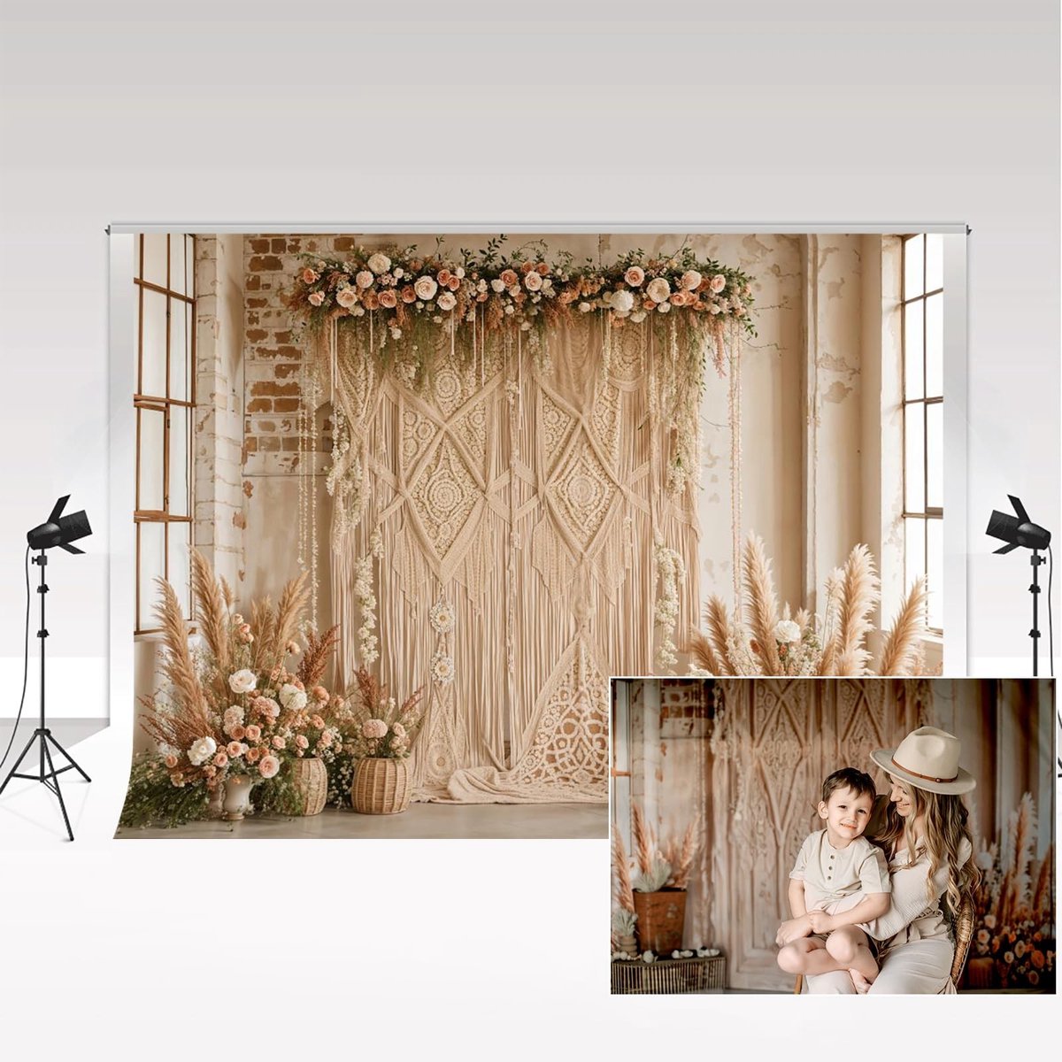 Bohemian Fotografie Achtergrond - Bloemen 3x3 m