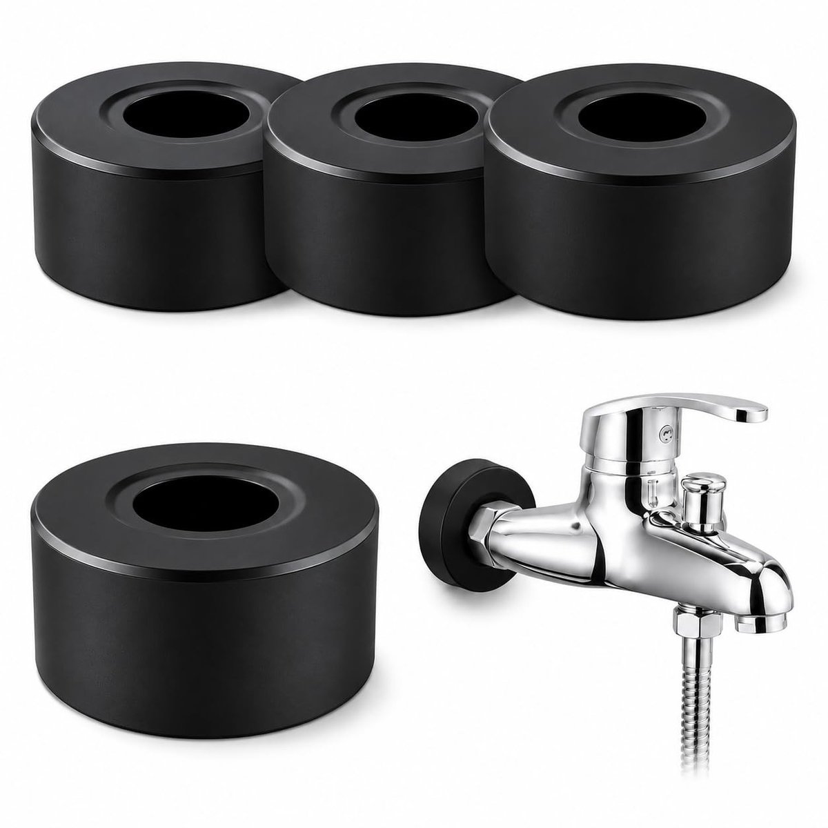 Rosette Douchekranen - 4-delige wandmontage set - Modern zwart
