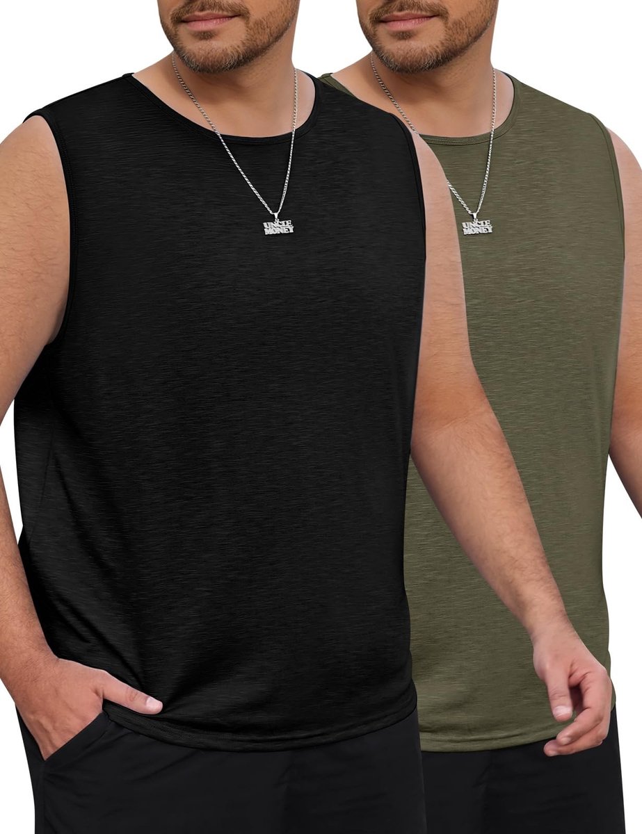 Tanktop voor heren - Mouwloos en lichtgewicht - Kleur: zwart en groen