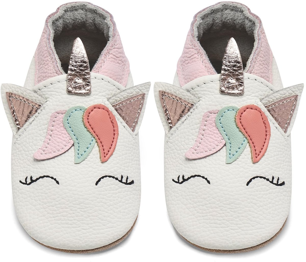 Baby Schoenen van Zacht Leer - Eerste Loopervaring - Witte Eenhoorn