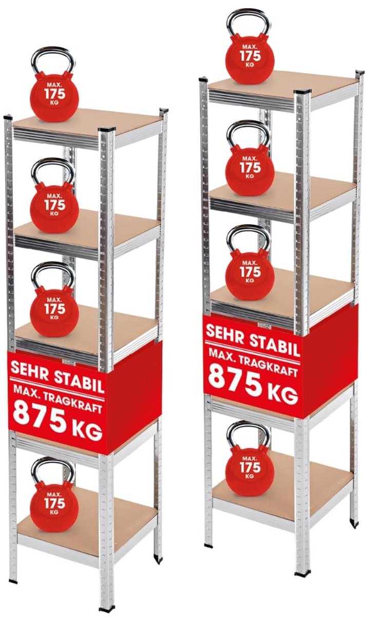 Set van 2 Heavy Duty Planken - 40 x 40 x 180 cm - Tot 175 kg per niveau