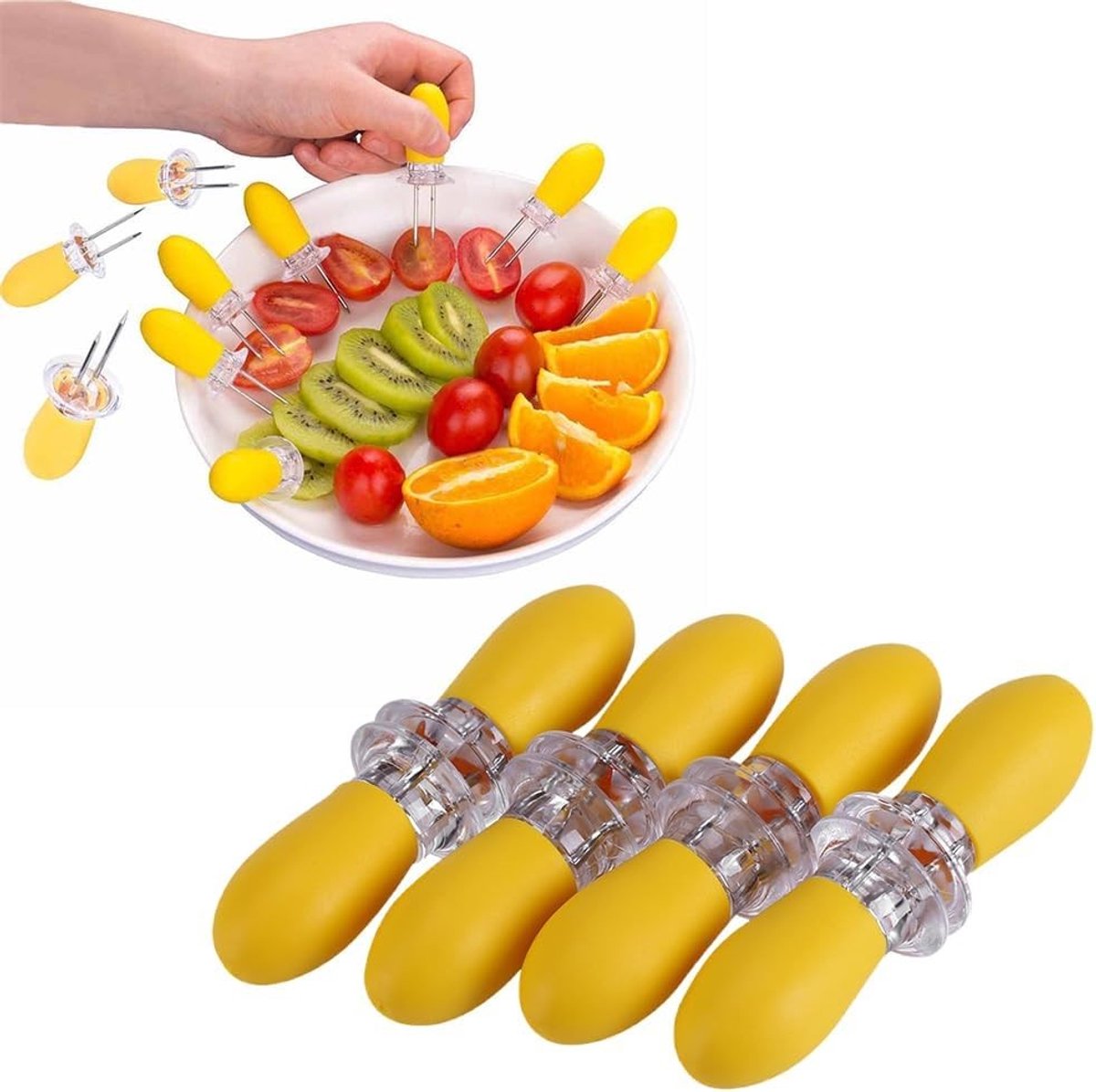 Set van 10 Maïshouders van RVS - Dubbele BBQ Prikkers voor Thuis Koken, Feestjes en Kamperen