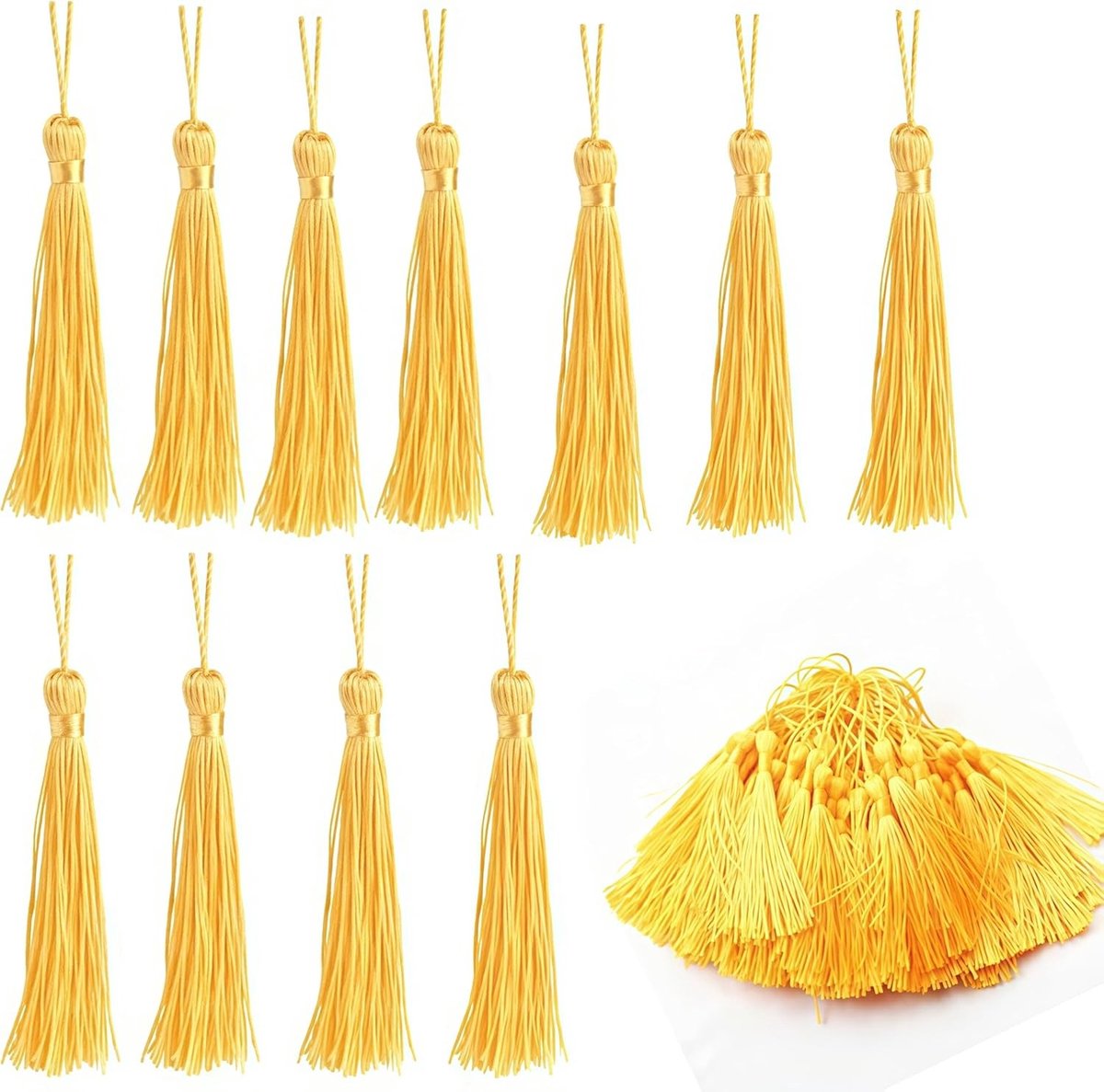 Mini Decoratieve Tassels voor Boeken, Sleutelhangers en DIY Projecten - 100 Stuks Gouden 15 cm Lange Franje voor Creatieve Versieringen