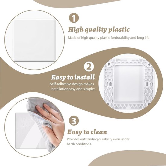 Blinde Dekplaat voor Wandcontactdozen - Set van 2 - 8,7 x 8,7 cm - Vierkante Afdekking voor Ongebruikte Contactdozen en Schakelaars, Ideaal voor Veiligheid en Esthetiek — afbeelding 2