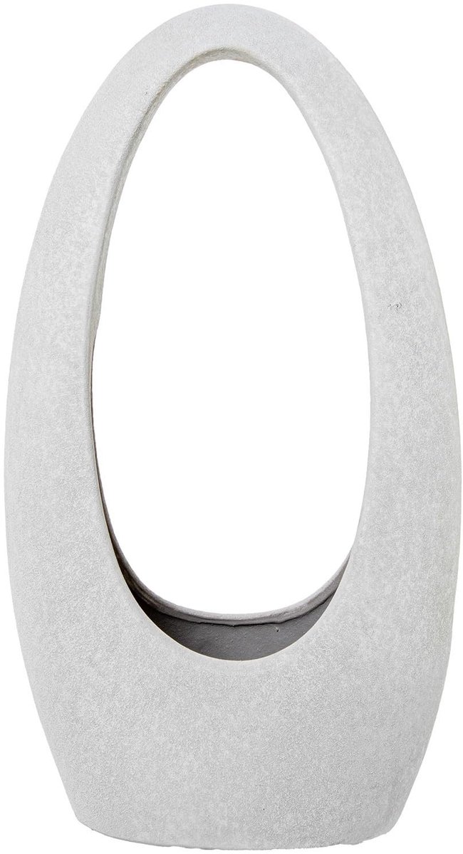 Keramische mand - Zandtextuur - Wit - 15 x 26 x 45 cm