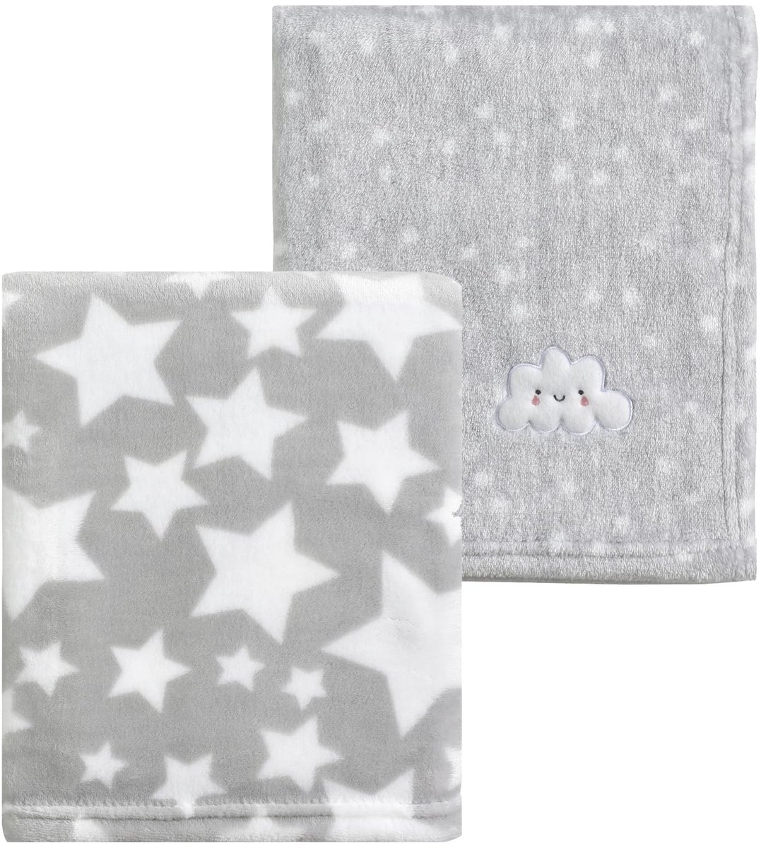 Babydeken Set van 2 - Flanel fleece 75x100cm Sterren en Wolken