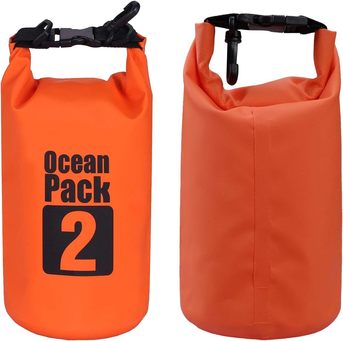 Waterdichte Dry Bag met Verstelbare Schouderband, Ideaal voor Boot, Kajak, Vissen en Kamperen, Oranje, 2L, Reisaccessoire voor Outdoor Activiteiten