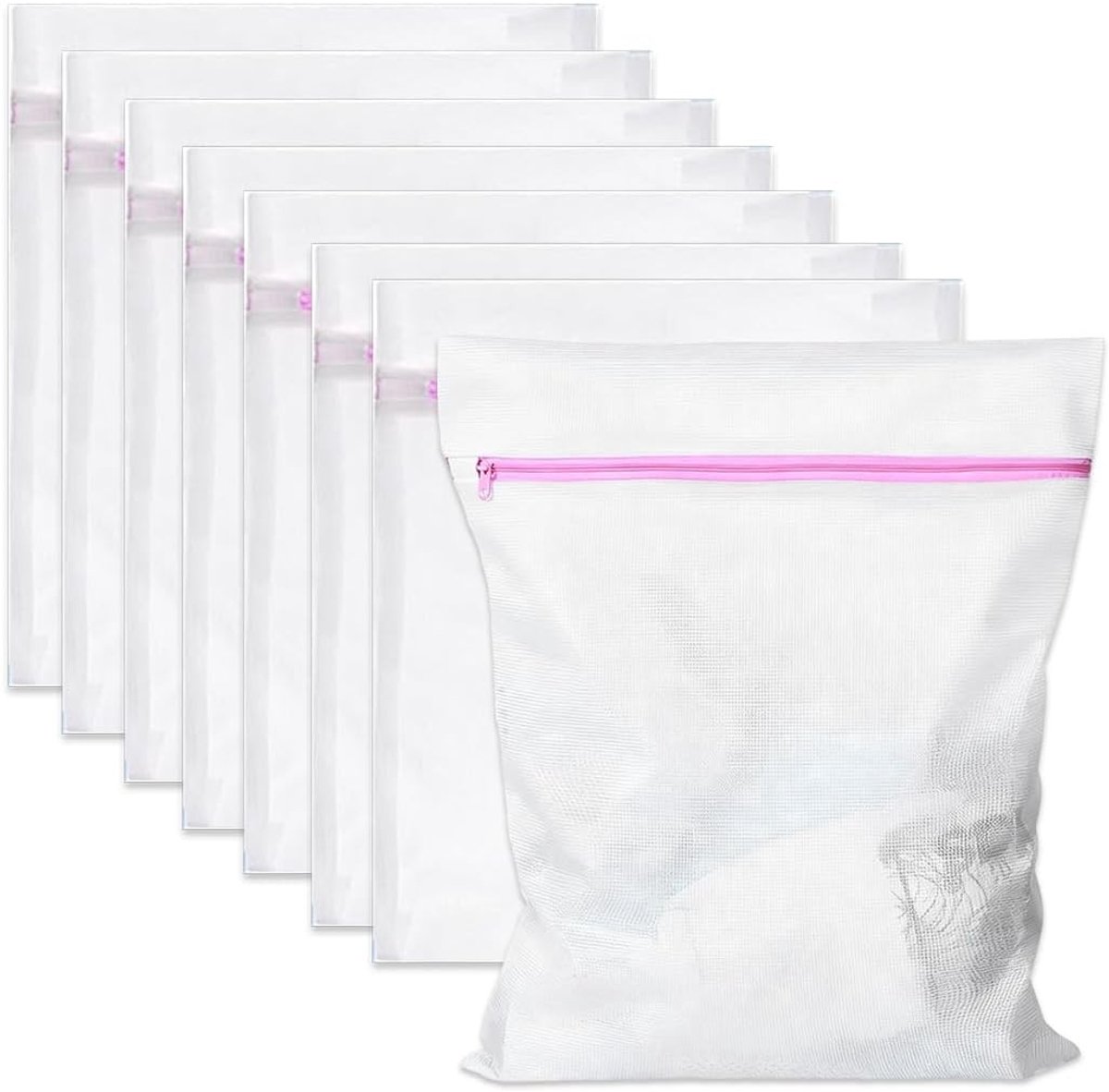 Set van 8 fijne waszakken met ritssluiting, 20 x 30 cm, ideaal voor ondergoed, sokken en delicate kleding, perfect voor reizen en studentenhuizen
