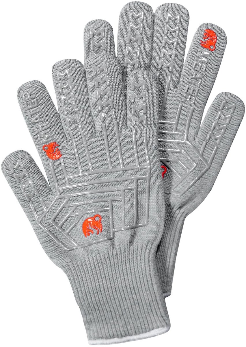 Hittebestendige Barbecue Handschoenen - Extra Lange Manchetten - Grijs