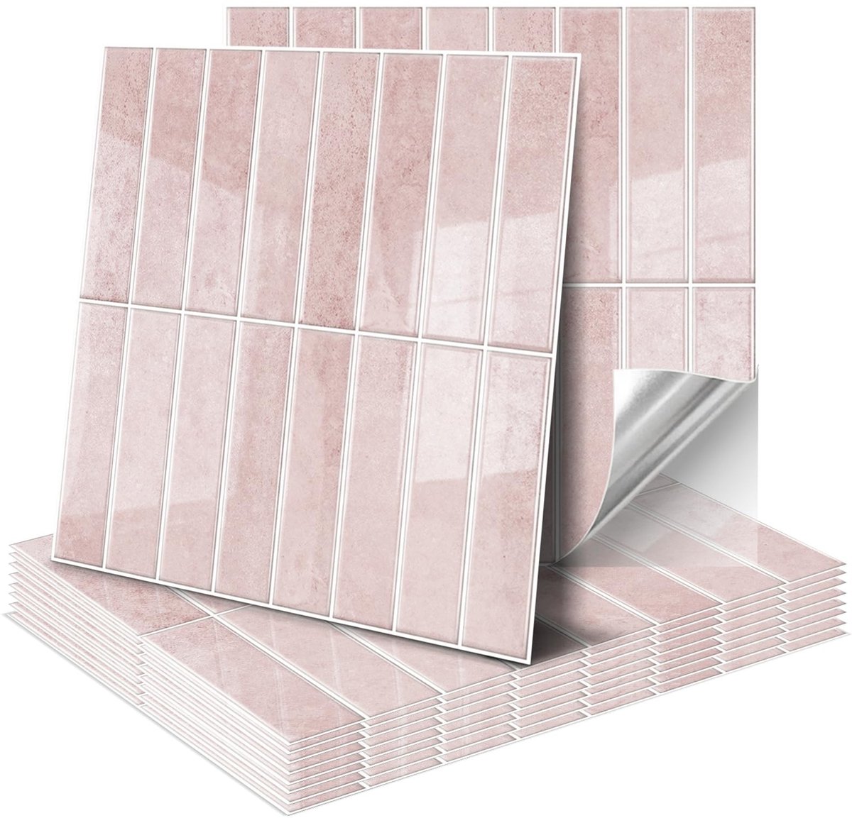 3D Tegel Stickers - Zelfklevend - Roze - 10 Stukken
