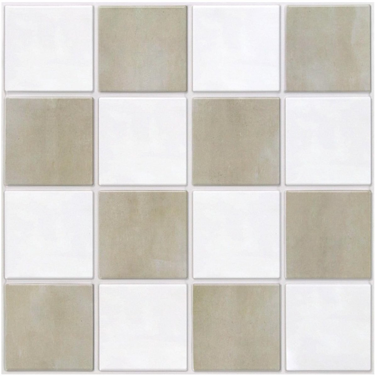 10 Stuks 3D Zelfklevende Wandtegels - Beige en Wit