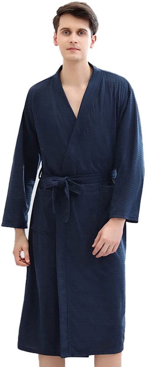 Unisex Wafel Badjas - Ademend en Elegant - Marineblauw