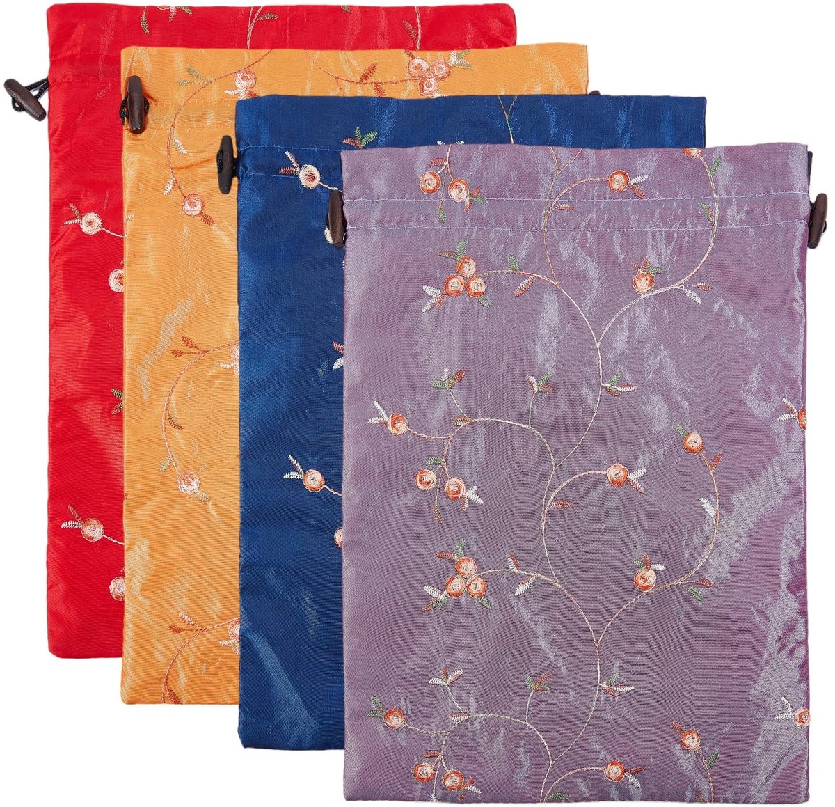 4-delige Reiskoffer met Geborduurd Bloemenontwerp - Multicolor