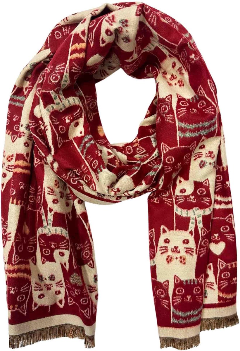 XXL Sjaal voor Dames - Winter en Herfst - Rood met Dots
