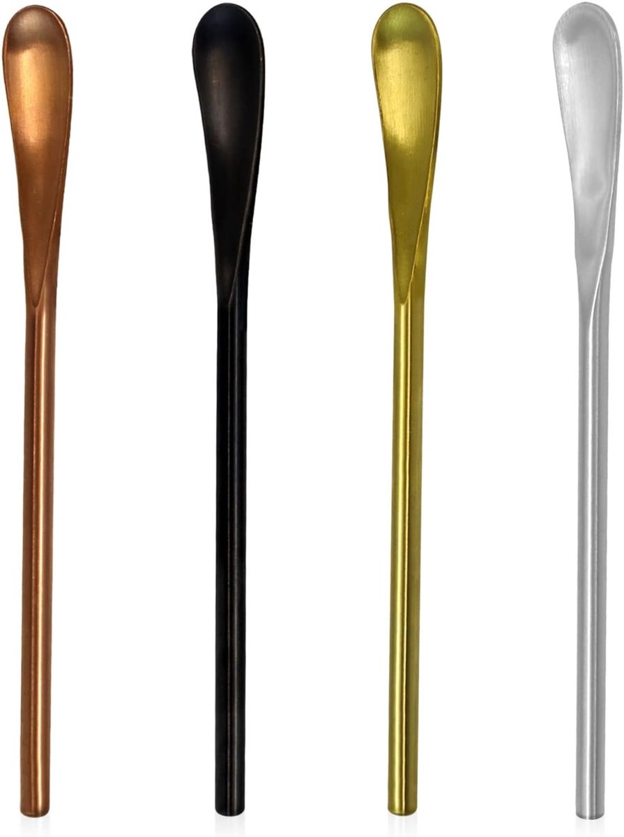Kleurige RVS Cocktail en Theelepels, Herbruikbare Roerlepels voor Koffie en Dranken, 15 cm Lange Handgreep