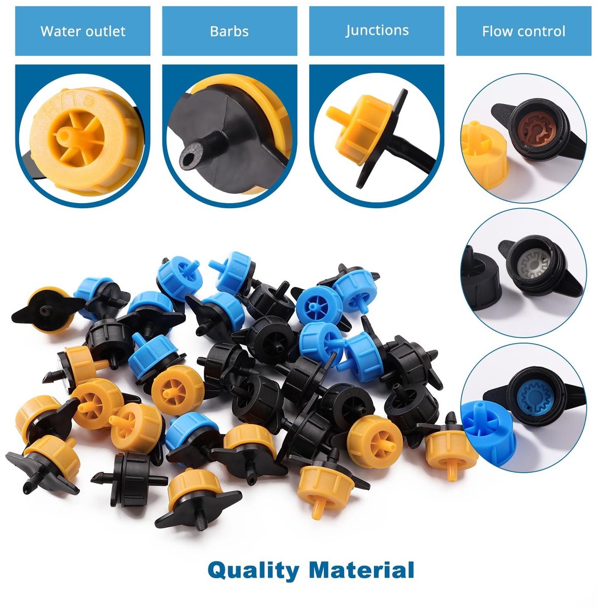 100 Stuks 1 GPH Drippers met Drukcompensatie, 1/4 Inch Plastic Tuinirrigatie, Ideaal voor Tuin en Gazon Watergift