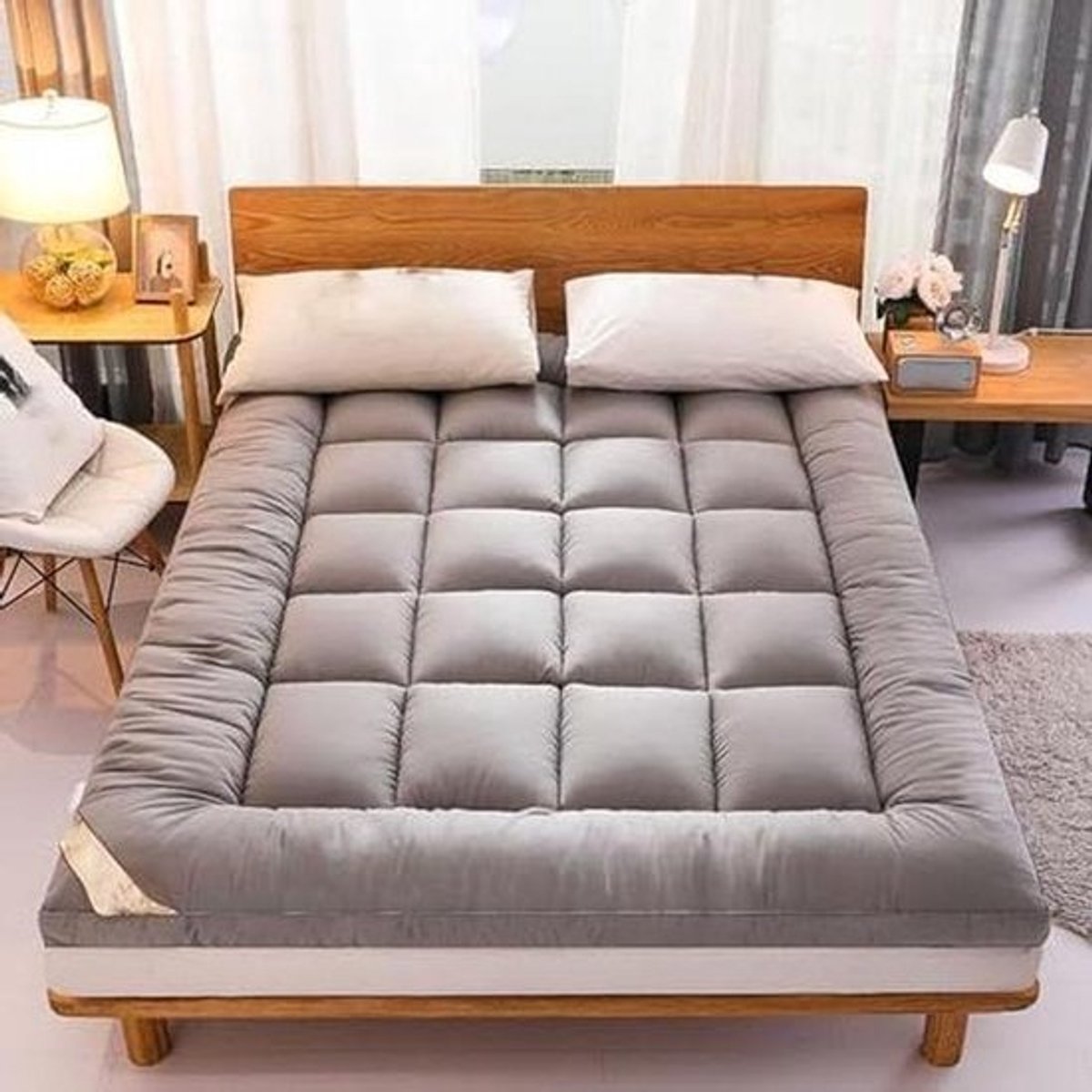 Opvouwbare Slaapmat - Futonmatras Reismatras - Comfortabel Slapen - Winterfluweel Design - 150 x 200 cm - Grijs