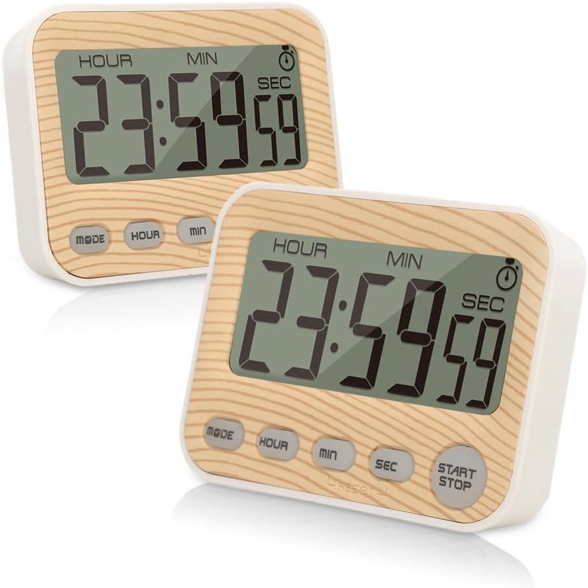 Digitale Keuken Timer met Oplaadbare Houten Afwerking - Nauwkeurige en Gebruiksvriendelijke Kooktimer voor Efficiënte Tijdsregistratie en Studieactiviteiten