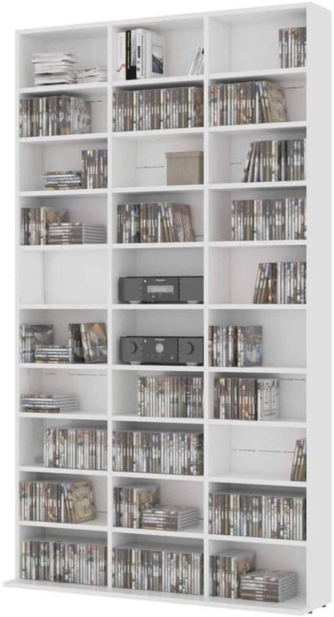 CD Kast - CD Rek - Muziek Organiseren - 30 Open Vakken - 102 x 16 x 1775 cm - Wit