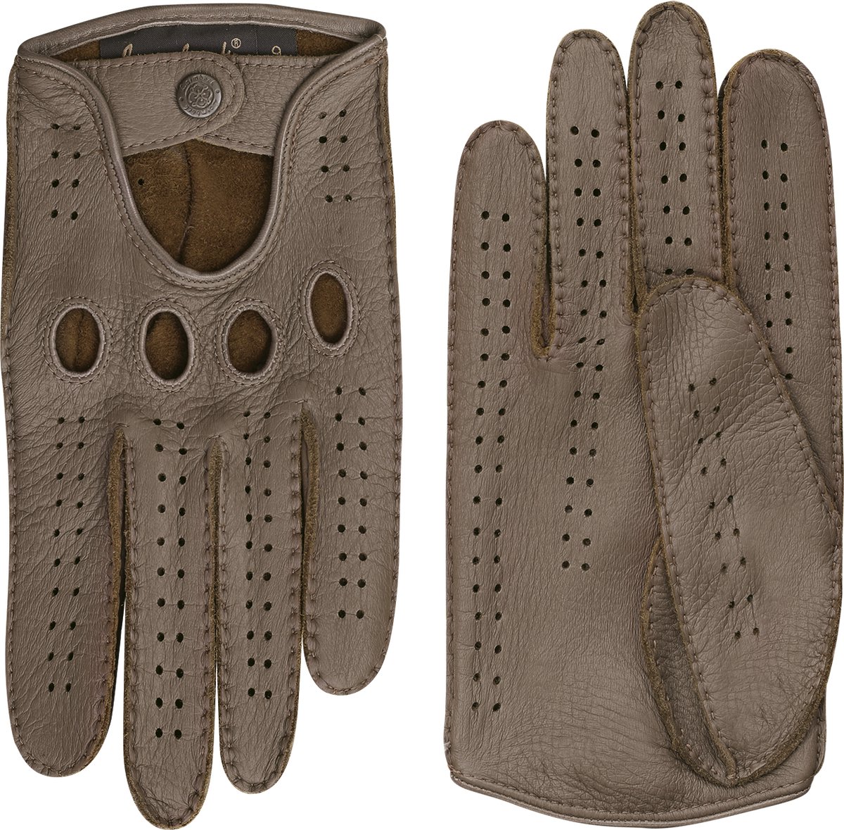 Laimböck Buxton - Exclusieve leren heren autohandschoenen Kleur: Taupe, Maat: 9