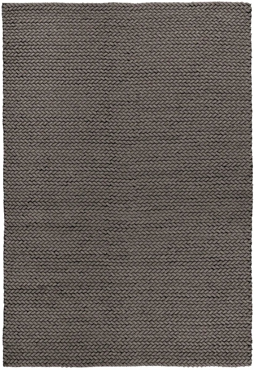 Dutch XXL Wollen Vloerkleed | Tapijt | Robbie | Gevlochten | Grijs | 160x230 cm