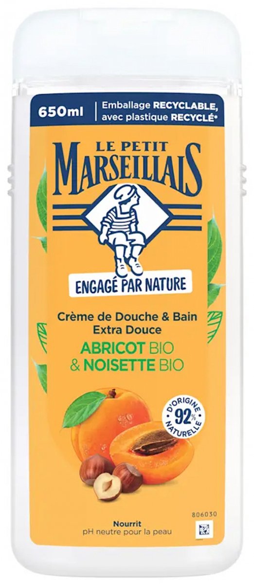 Le Petit Marseillais Extra Milde Bad- & Douchecrème Abrikoos & Hazelnoot Biologisch 650 ml