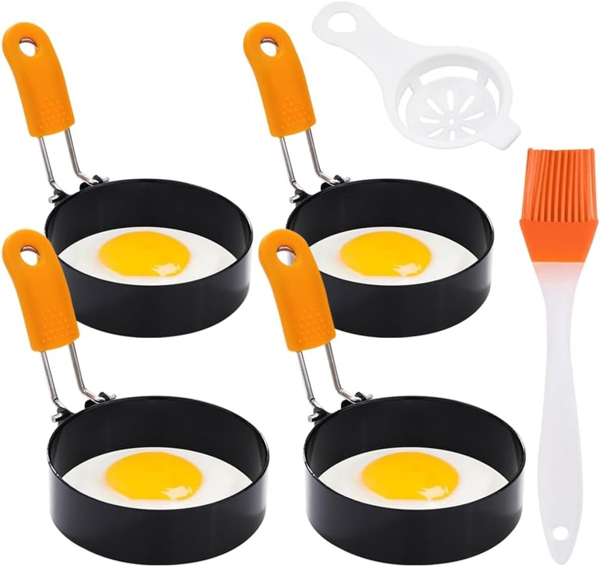 Zwarte Spiegels in Eivorm, Set van 4 Stuks (10 cm) voor Decoratie en Creatieve Projecten