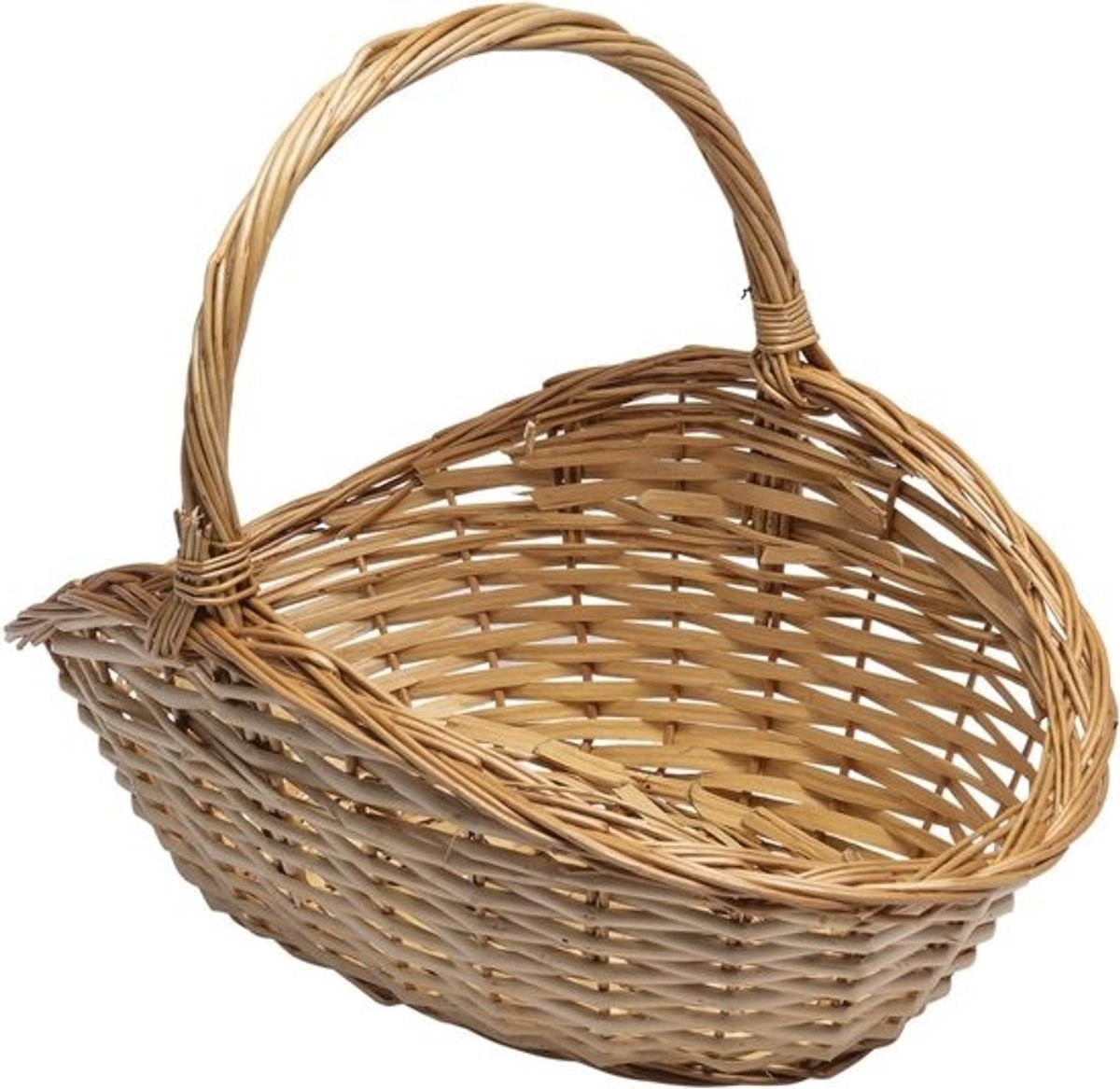 Rieten Houten Mand - Boommand Plankmand - Haardhout Opslag - Rustieke Natuurlijke Look - 50 x 30 x 8/20 cm